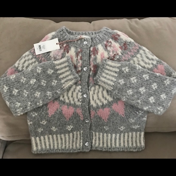 LoveShackFancy JAMIE CARDIGAN in FAIRY DUST GREY - Picture 3 of 5